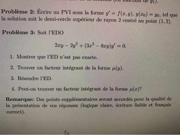 Solved I Duluuni I Uniciun Ue Yi Probleme 2 Ecrire Un Chegg Com