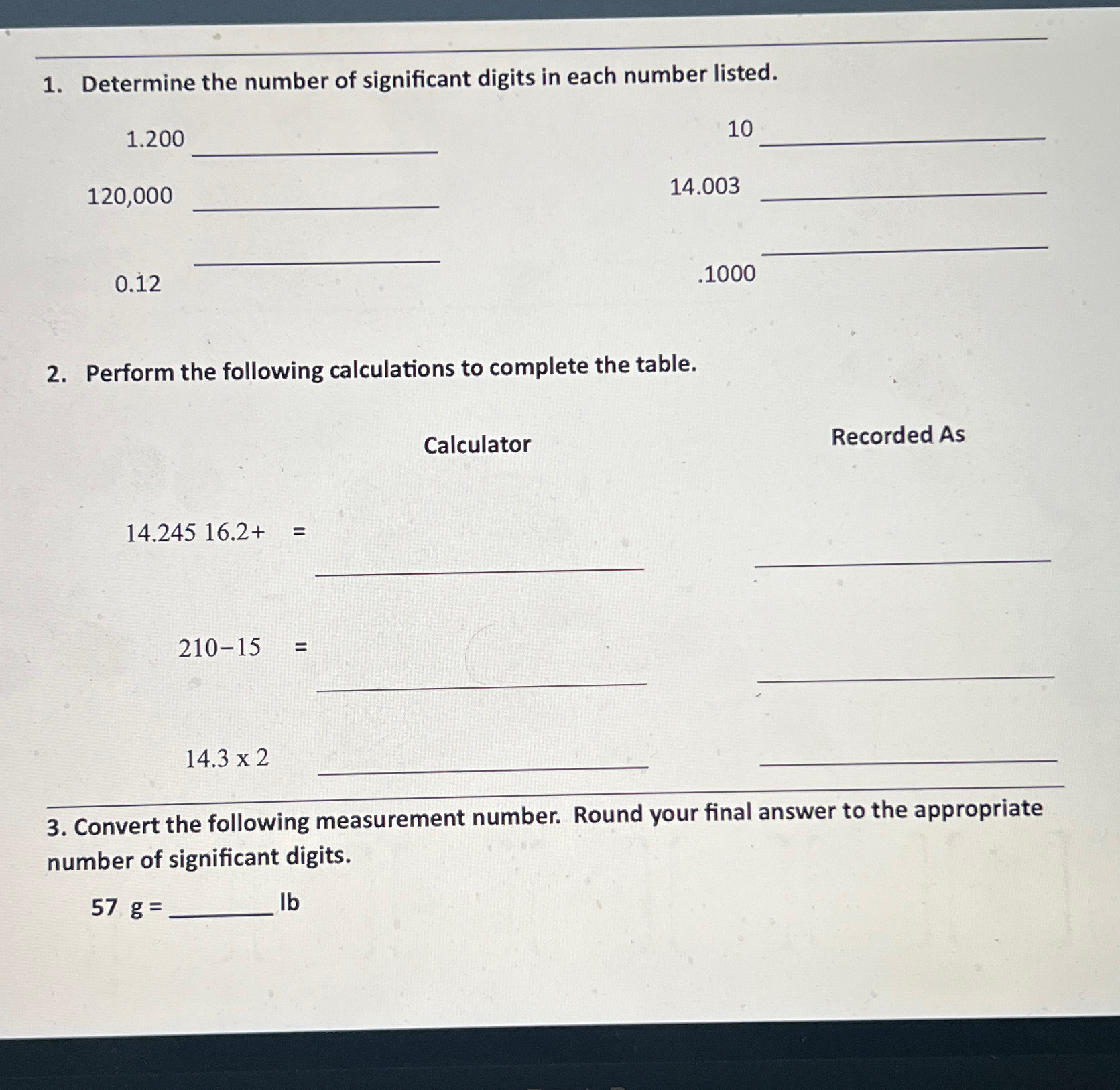 Solved Determine the number of significant digits in each | Chegg.com
