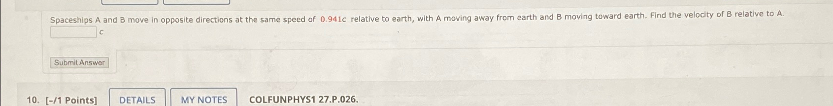Solved Spaceships A and B move in opposite directions at the | Chegg.com 