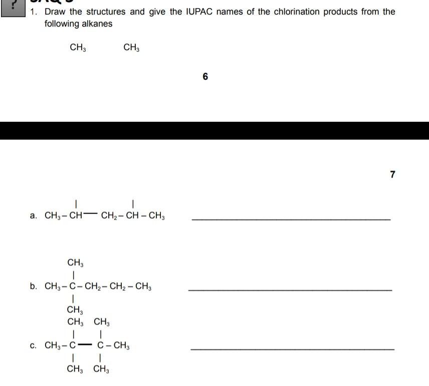 Solved A. Write the structural formulas corresponding to the | Chegg.com