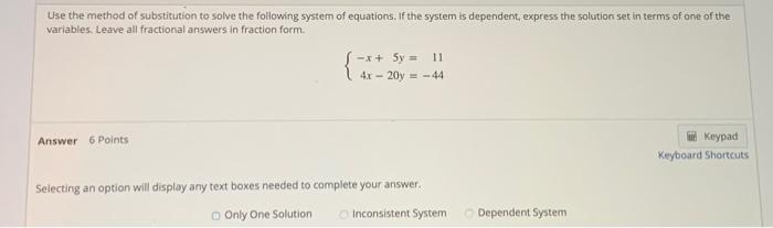 Solved Use the method of substitution to solve the following | Chegg.com