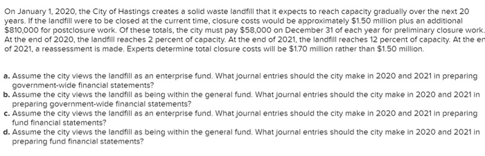 ON JANUARY 1 2020 THE CITY OF HASTINGS CREATES A SOLID WASTE LANDFILL visual data 4