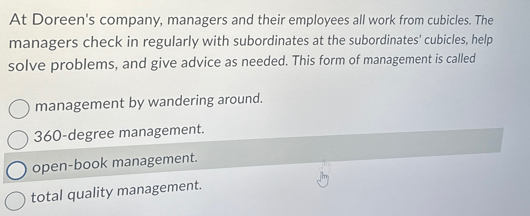 Solved At Doreen's company, managers and their employees all | Chegg.com