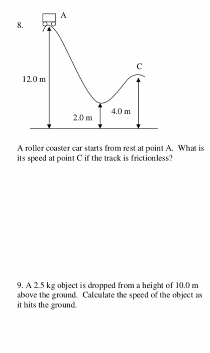 Solved 12.0 m 4.0 m 2.0 m A roller coaster car starts from Chegg