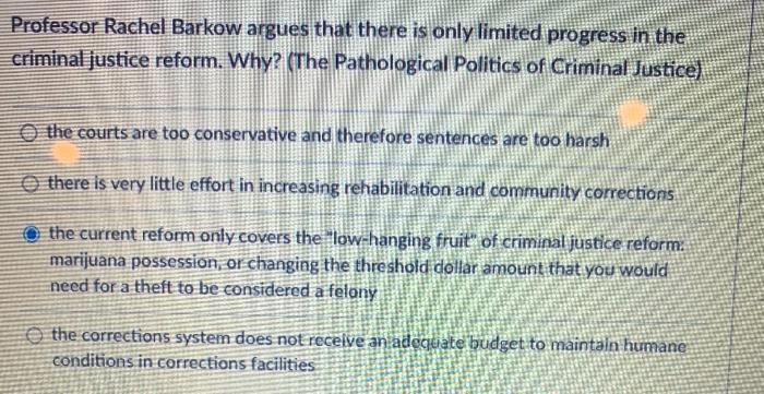 Solved Professor Rachel Barkow argues that there is only | Chegg.com