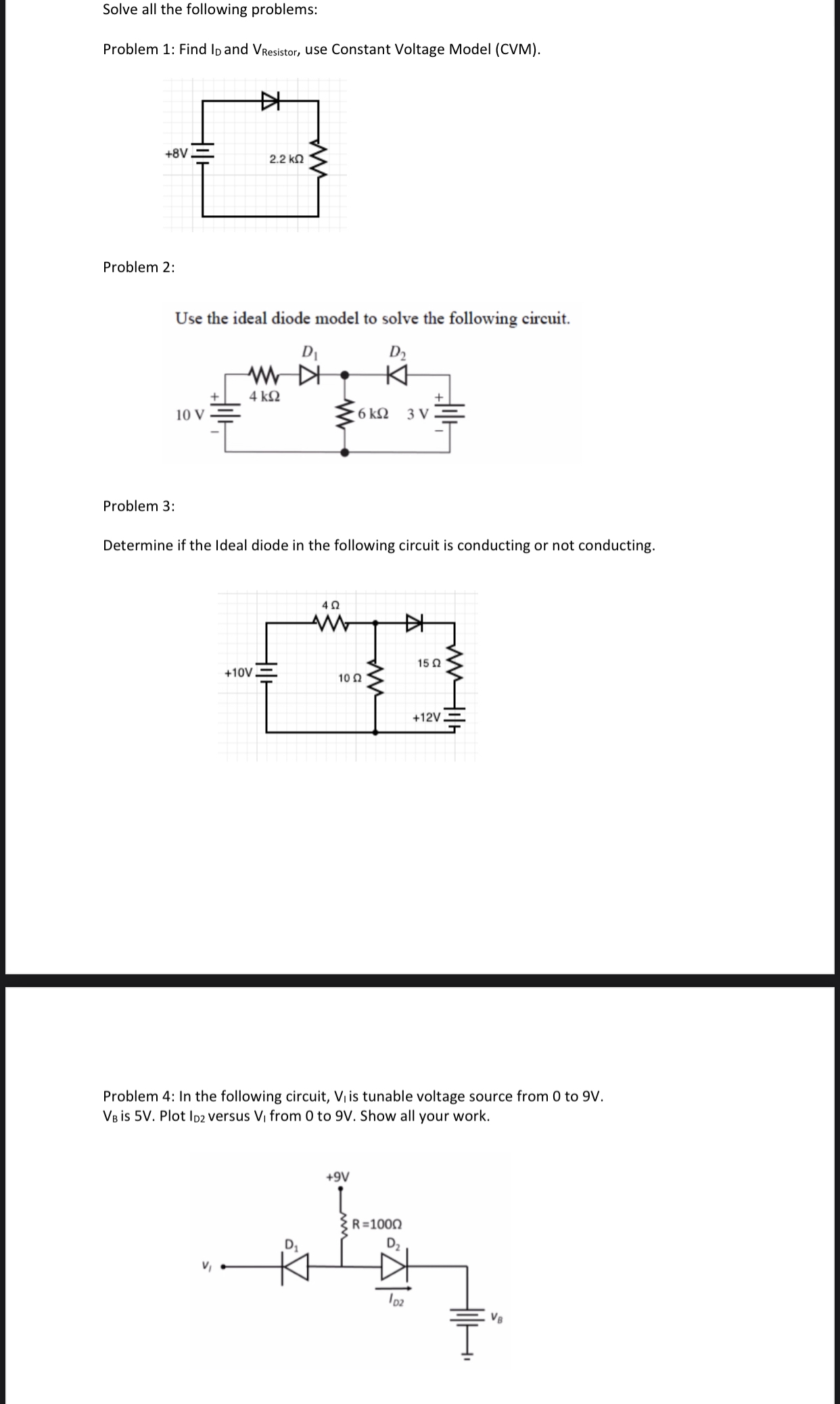 Solved Solve all the following problems:Problem 1: Find ID | Chegg.com