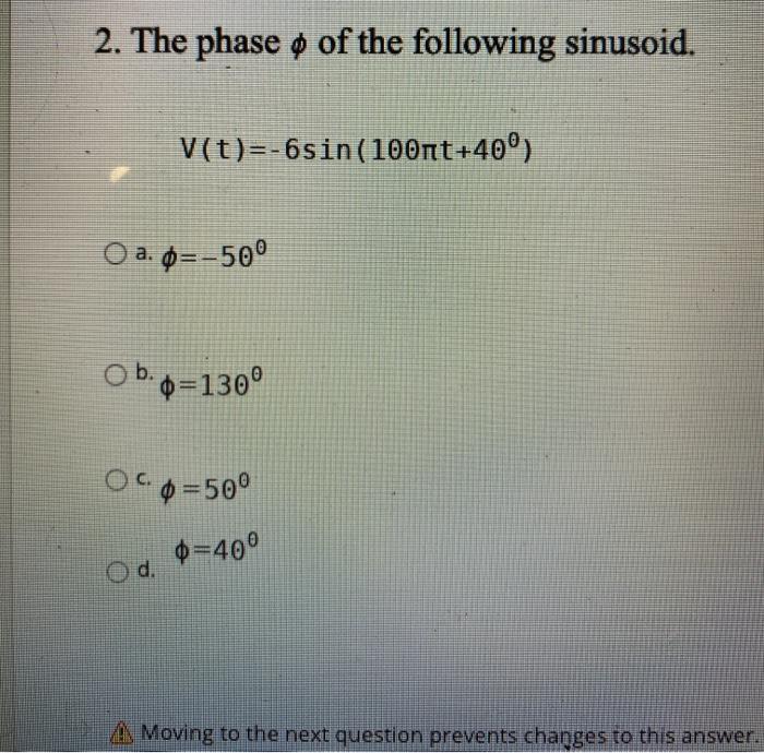 2 The Phase O Of The Following Sinusoid Chegg Com