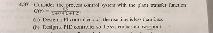 Solved 4.37 Consider the process control system with, the | Chegg.com