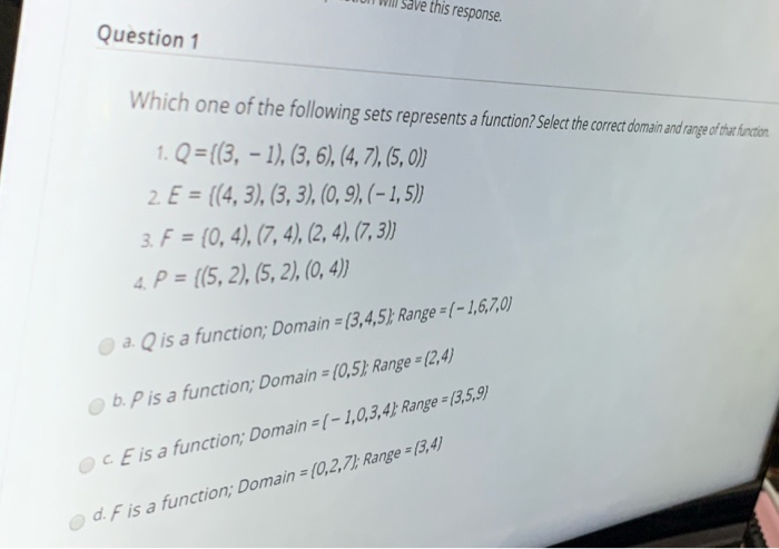 Solved I will save this response Question 1 Which one of the | Chegg.com