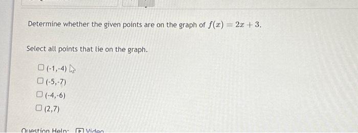 Solved Determine whether the given points are on the graph | Chegg.com