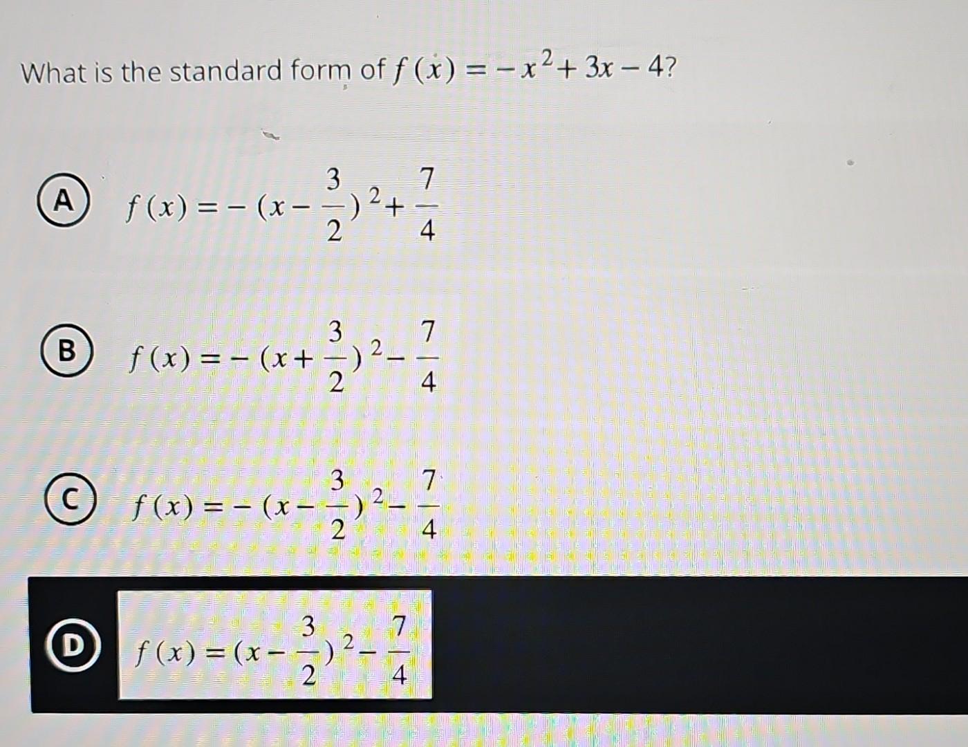 f left(x right)=-3x 5x^ 2 -8 in standard form