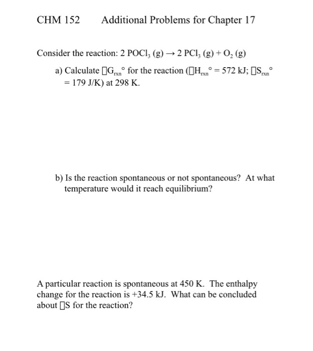 Solved Chm 152 Additional Problems For Chapter 17 Conside Chegg Com