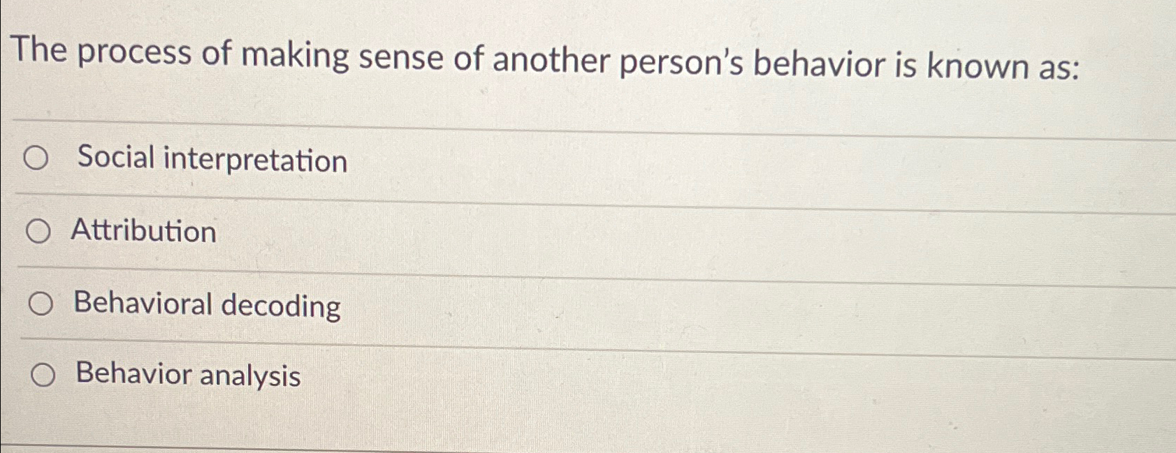 Solved The process of making sense of another person's | Chegg.com