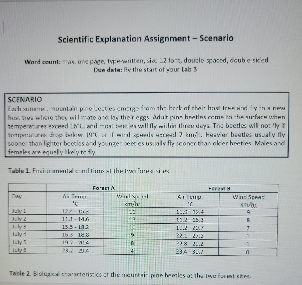 Scientific Explanation Assignment Instructions Word Chegg Com