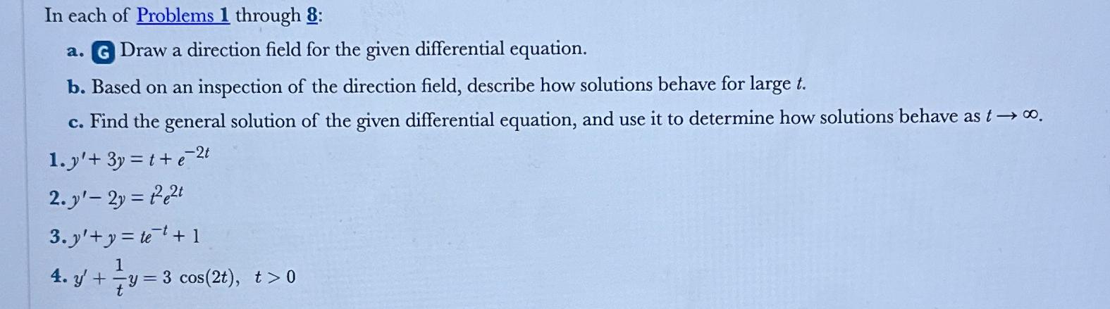 Solved In Each Of Problems 1 Through 8 Na G Draw A