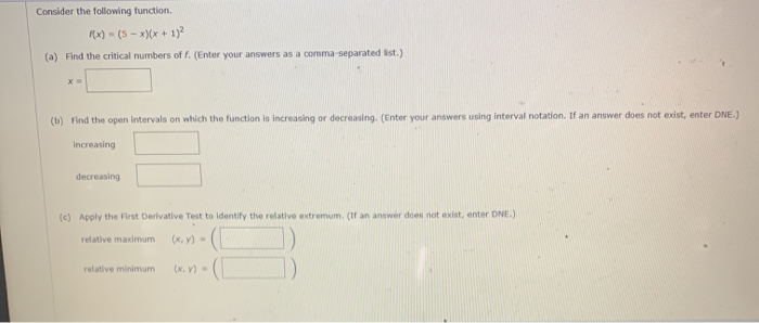 Solved Consider the following function. F(x) - (5 - x)(x + | Chegg.com