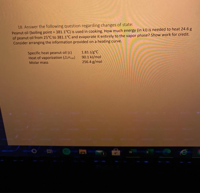 Solved 18. Answer the following question regarding changes