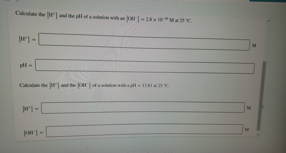 find the ph of a solution with oh - = 1x10 13