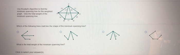Solved Find a spanning tree for the connected graph D Choose | Chegg.com