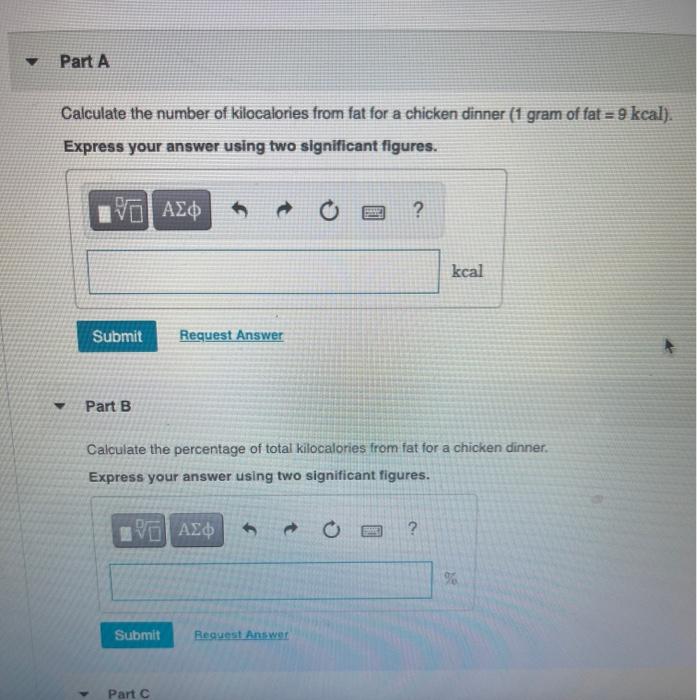 Solved The Total Kilocalories And Grams Of Fat For Some | Chegg.com