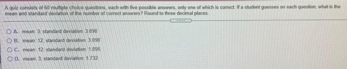 Solved A quiz consists of 60 multiple choice questions, each | Chegg.com