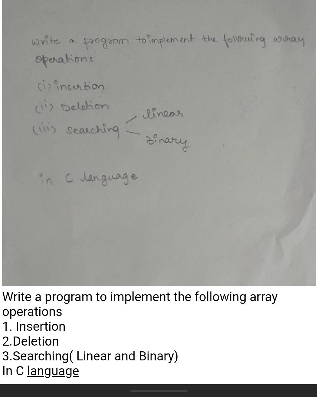 Solved write a program to implement the following array | Chegg.com