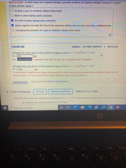 Solved QUESTION IS work done on a system aunng a process in | Chegg.com