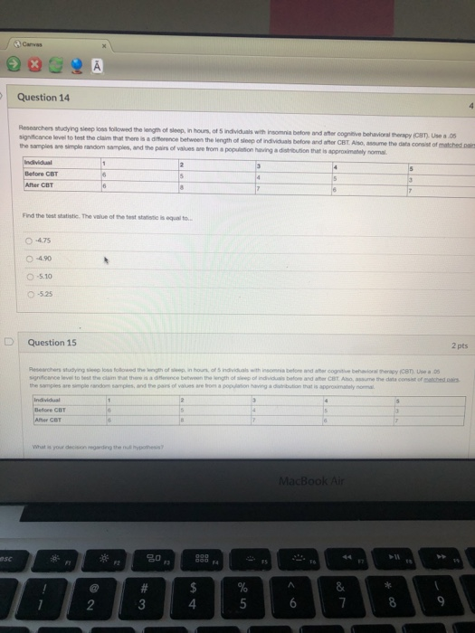 Solved Canvas Question 14 Researchers studying sleep loss | Chegg.com