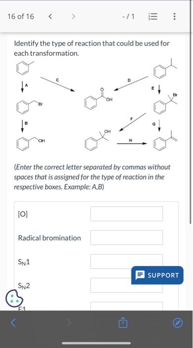 Solved Identify the type of reaction that could be used for | Chegg.com