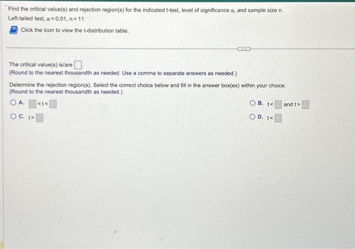 Solved Find the critical value(s) and rejection region(s) | Chegg.com