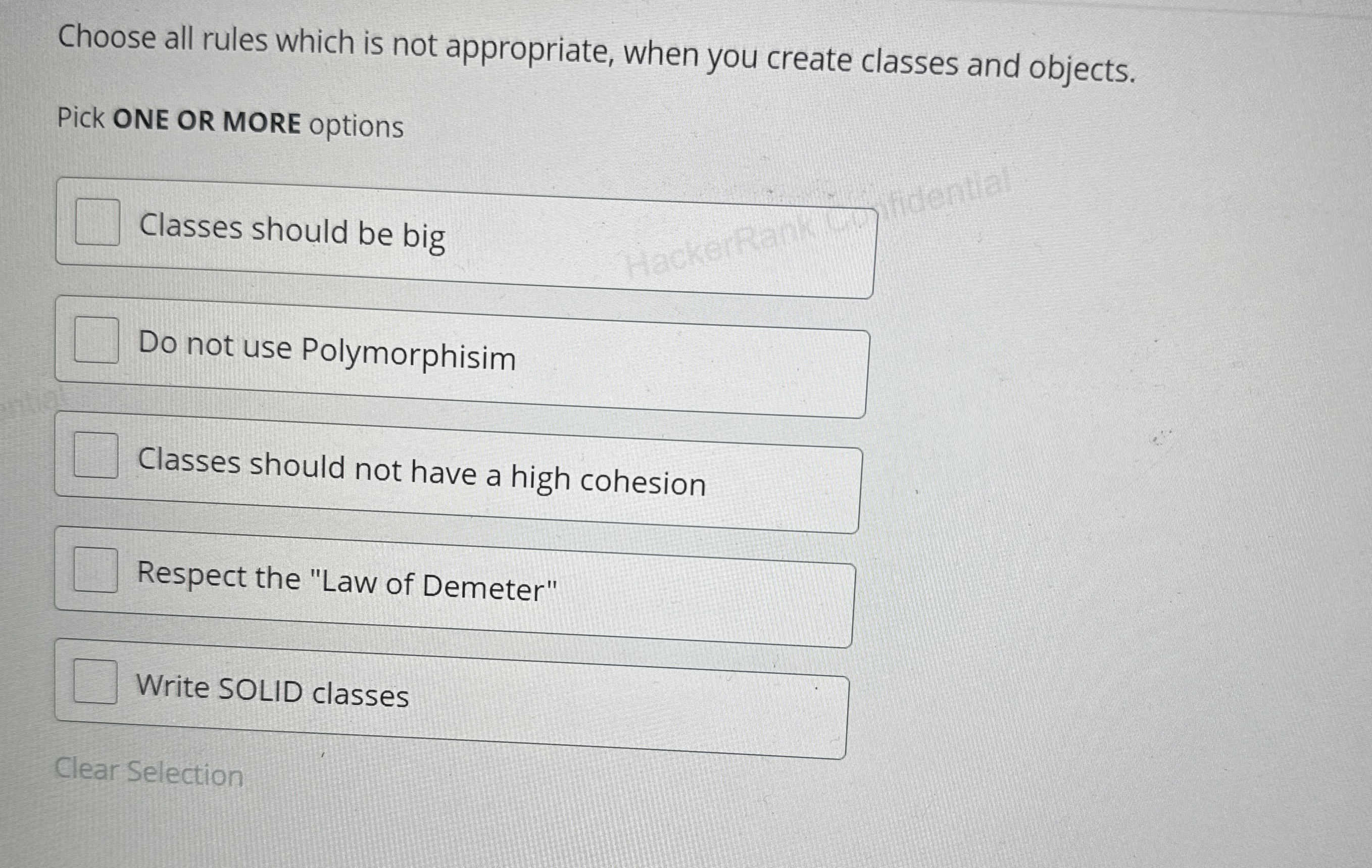Solved Choose all rules which is not appropriate, when you | Chegg.com