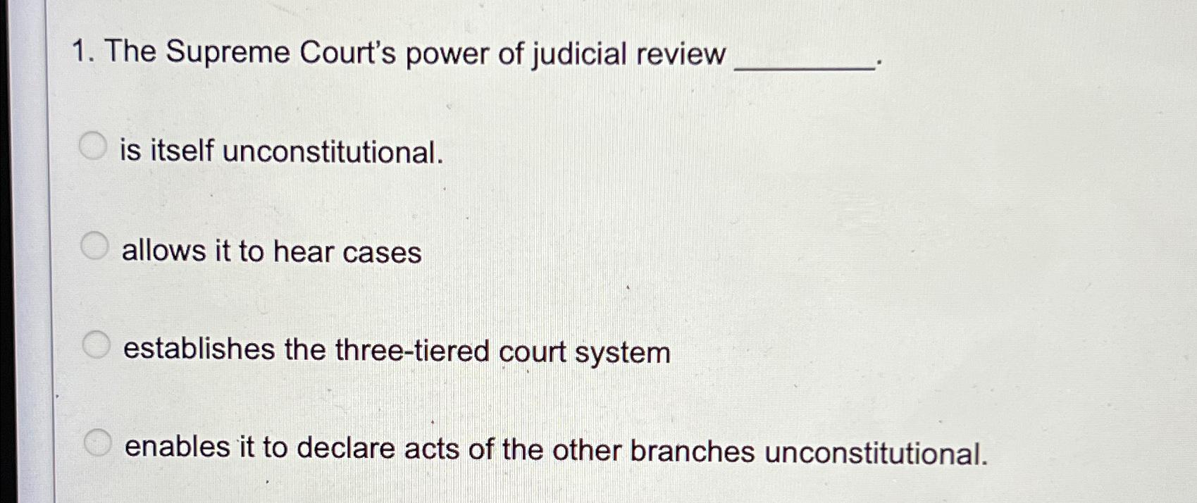 Supreme court power outlet of judicial review