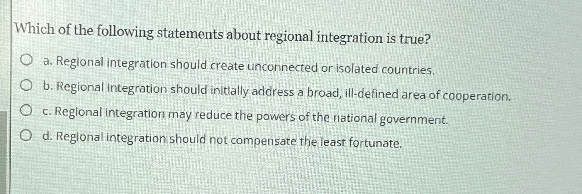 Solved Which of the following statements about regional | Chegg.com