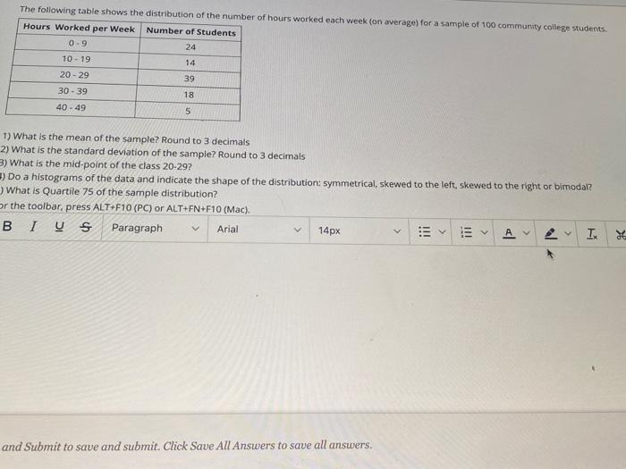 Solved The following table shows the distribution of the | Chegg.com
