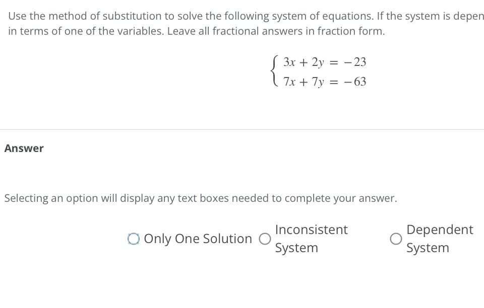 Solved Use the method of substitution to solve the following | Chegg.com