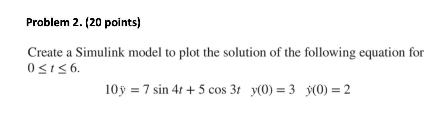 Solved Problem 2. (20 ﻿points)Create a Simulink model to | Chegg.com