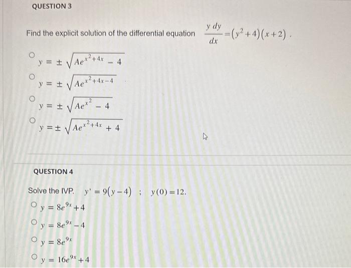 Solved Find the explicit solution of the differential | Chegg.com