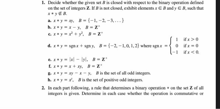 Solved 1. Decide Whether The Given Set B Is Closed With | Chegg.com