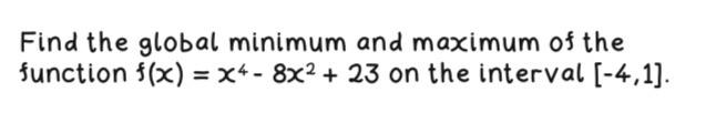 Solved Find the global minimum and maximum of the function | Chegg.com