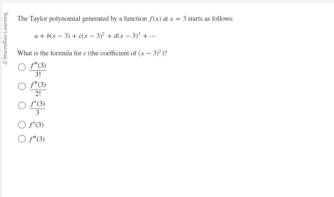 Solved The Taylor polynomial generated by a function f(x) | Chegg.com