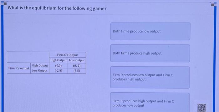 Solved What is the equilibrium for the following game? Firm | Chegg.com