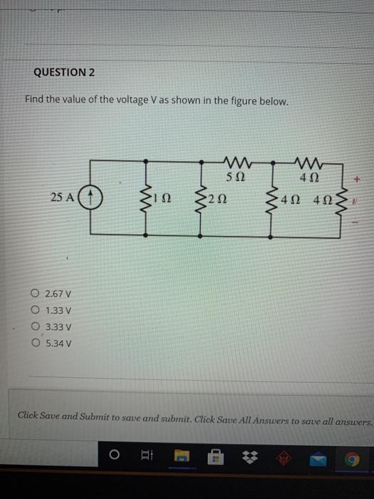 Solved QUESTION 2 Find the value of the voltage Vas shown in | Chegg.com