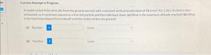 Solved A model rocket fired vertically from the ground | Chegg.com