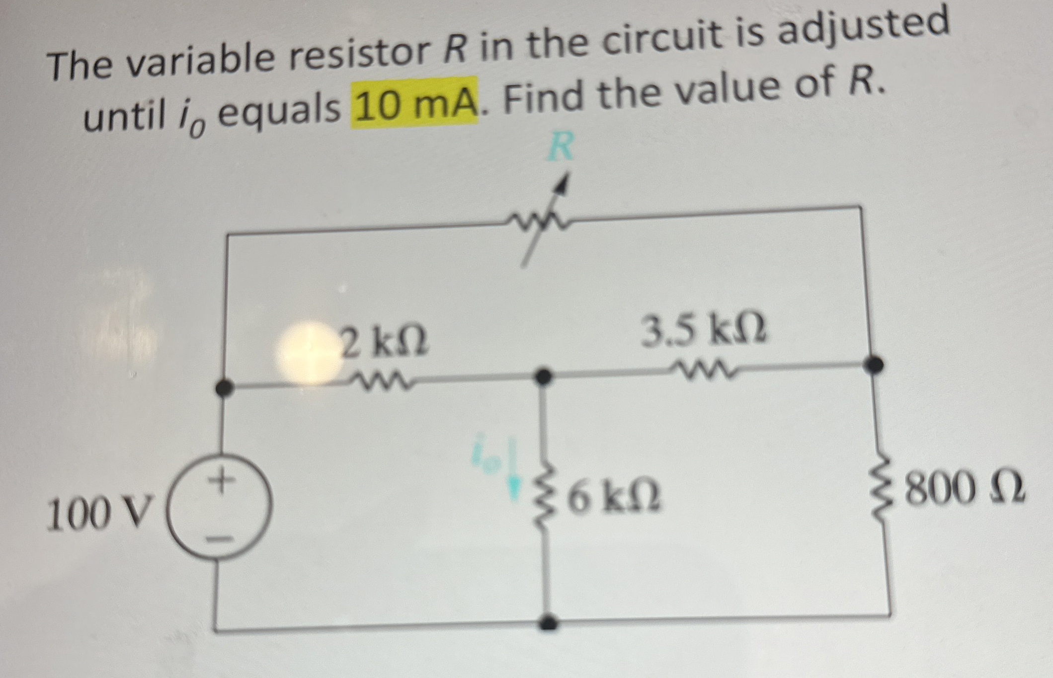 The variable resistor R ﻿in the circuit is