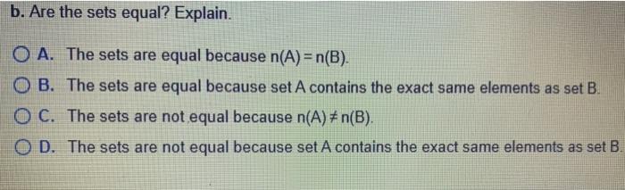Solved Answer the following questions about the given sets. | Chegg.com