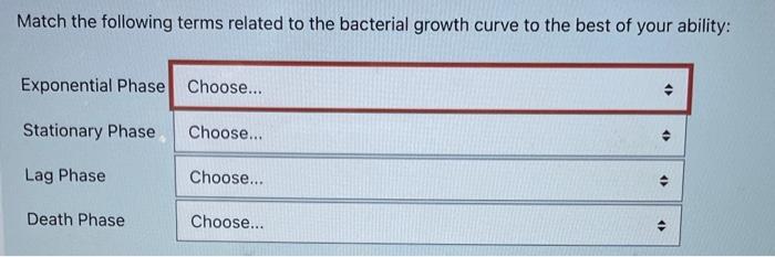 Match the following terms related to the bacterial | Chegg.com