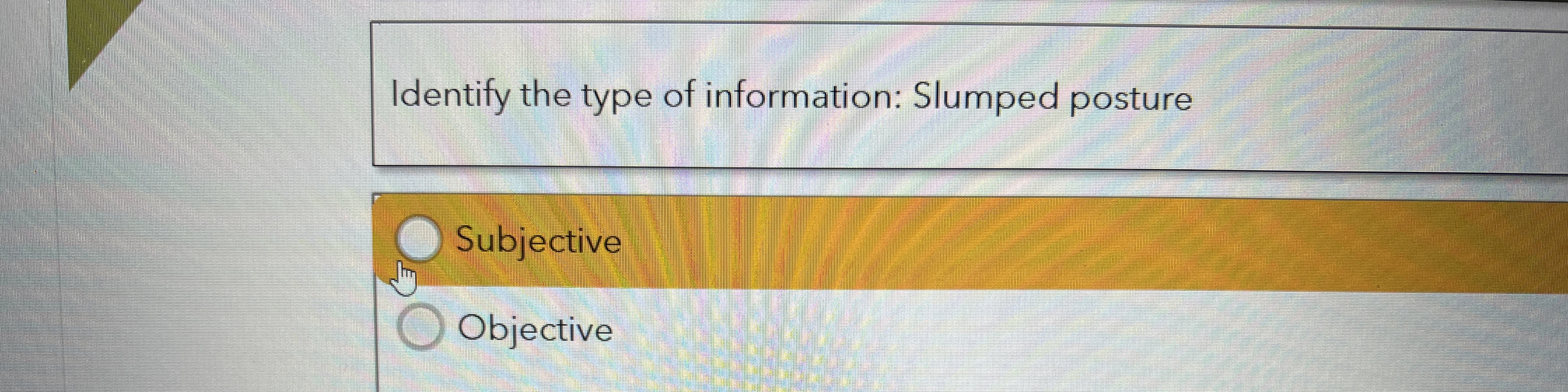 Solved Identify the type of information: Slumped | Chegg.com