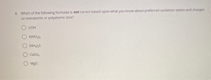 Solved 8. Which of the following formulas is not correct | Chegg.com