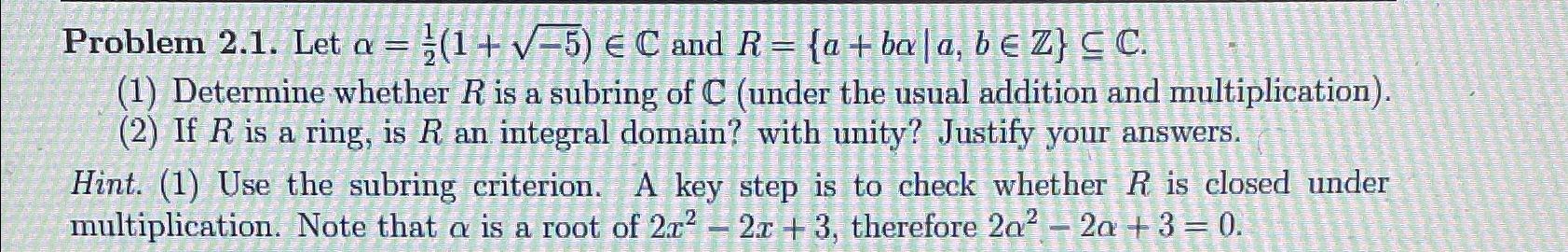 Solved Problem 2.1. Let \\\\alpha | Chegg.com