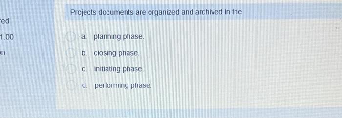 Solved Projects Documents Are Organized And Archived In The | Chegg.com